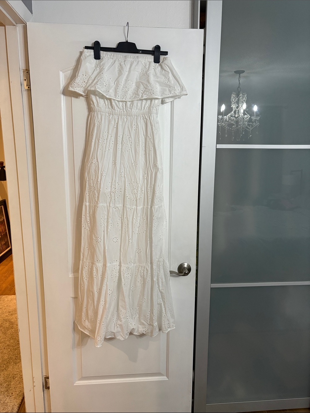 MICHAEL Michael Kors White Eyelet Off-Shoulder Maxi Skirt